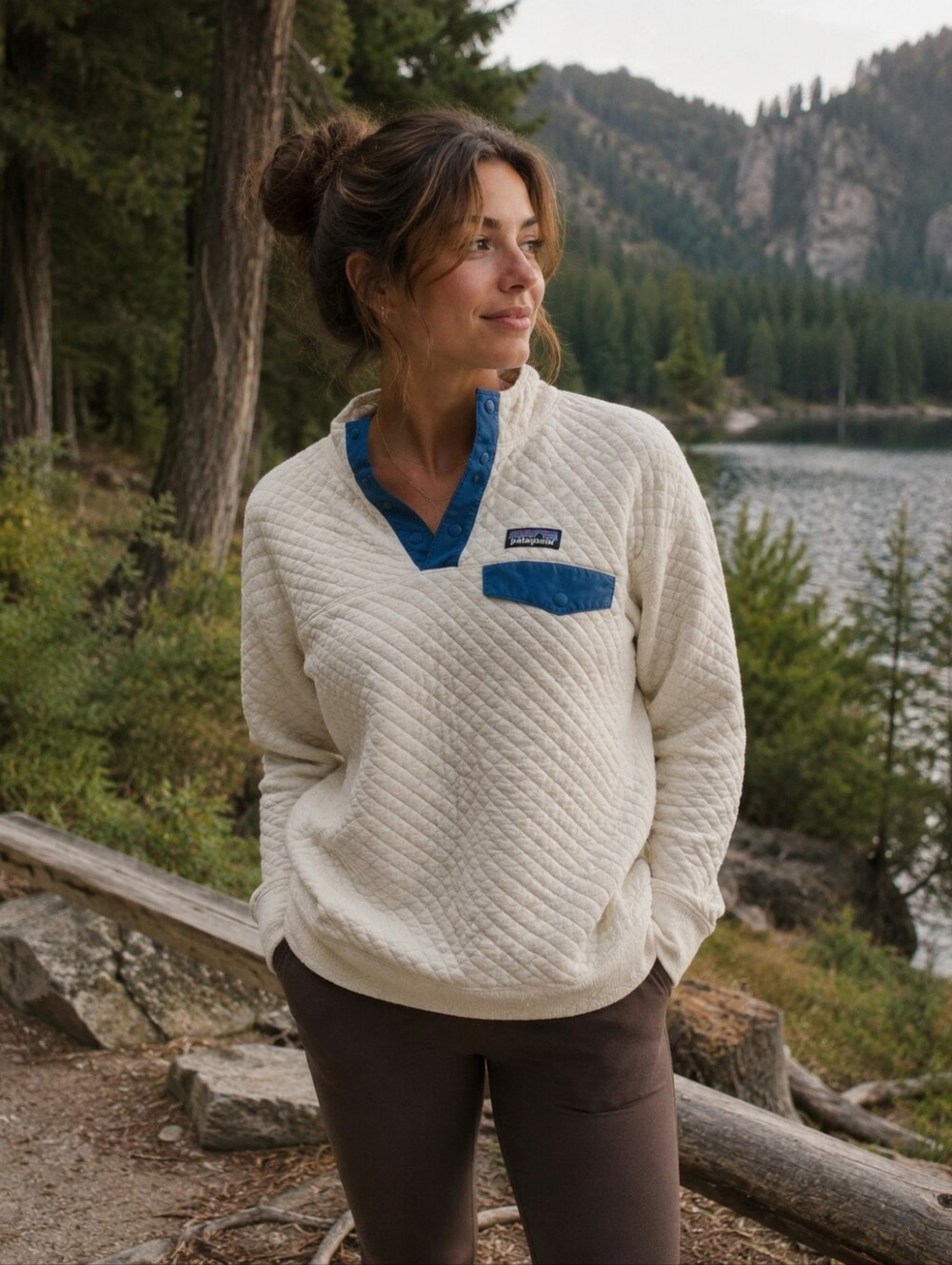 Vintage Patagonia Organic Cotton Quilted Snap Neck Pullover Women’s Small